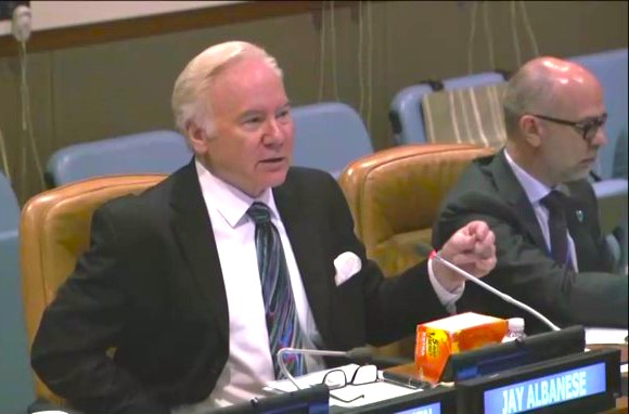 Jay Albanese speaks at the United Nations