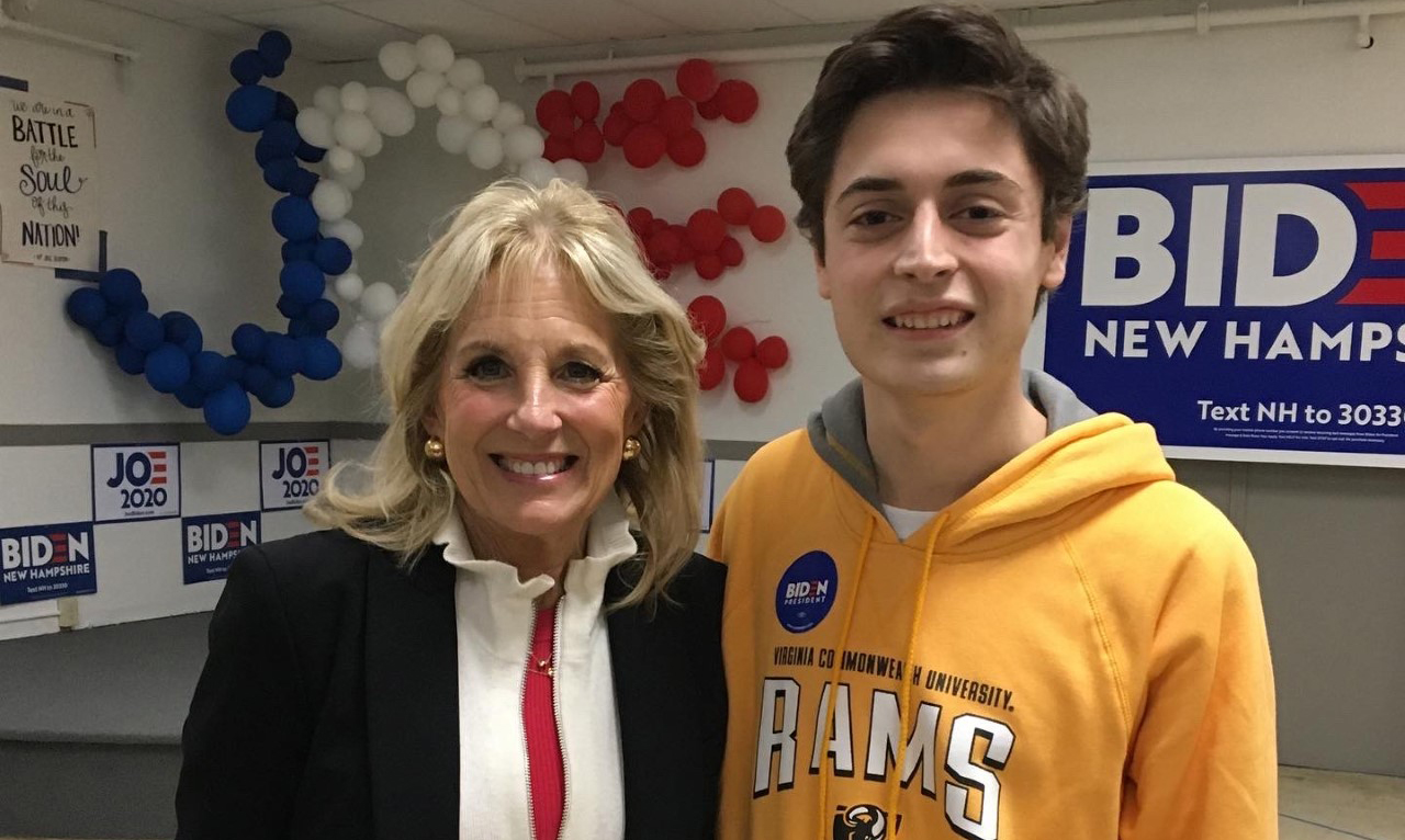 Gennaro Milo poses with Jill Biden when he volunteered with Joseph Biden's presidential campaign.
