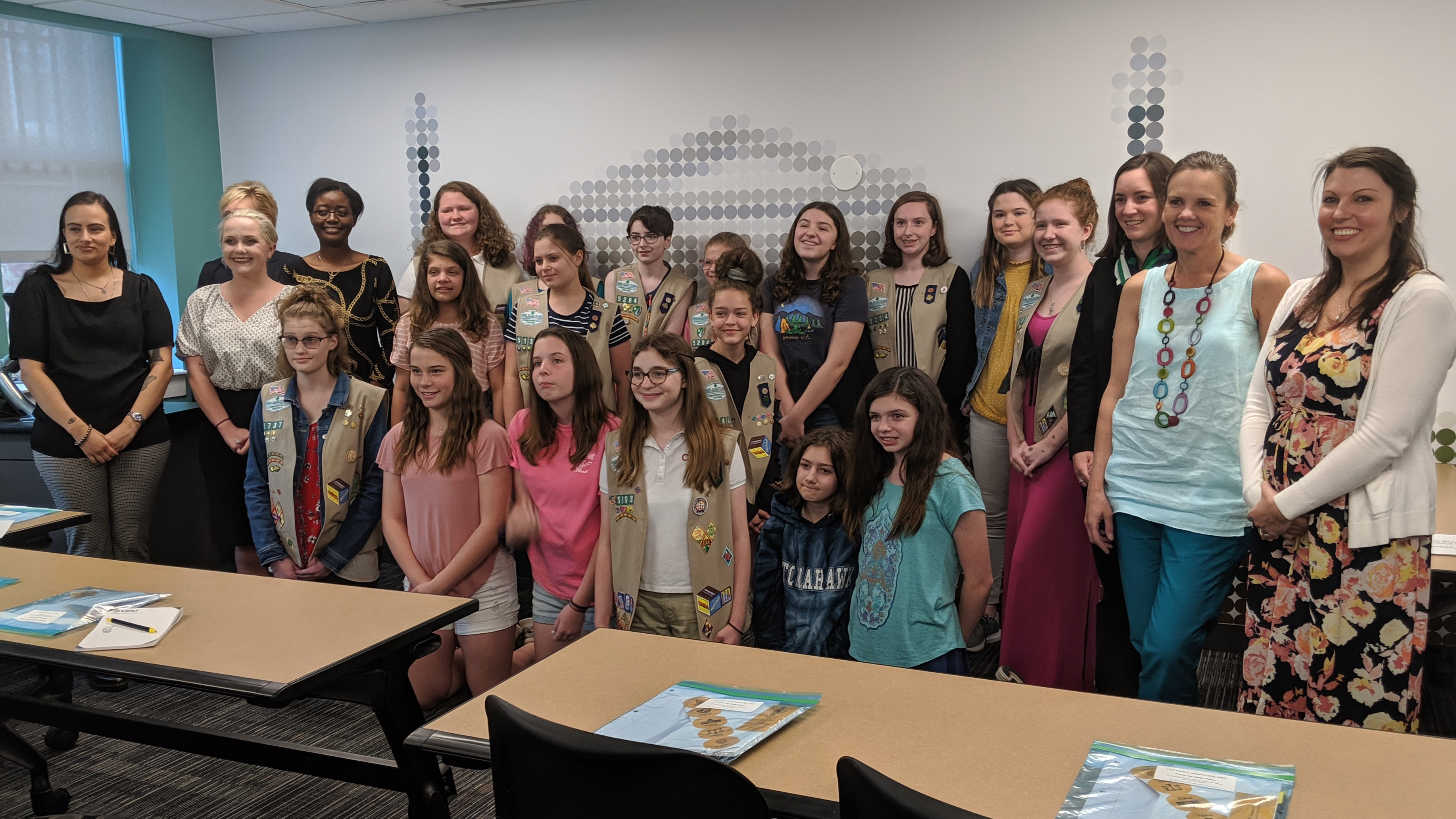 Girl Scouts and their troop leaders gather at the Center for Public Policy for Legislative Day on  May 16.