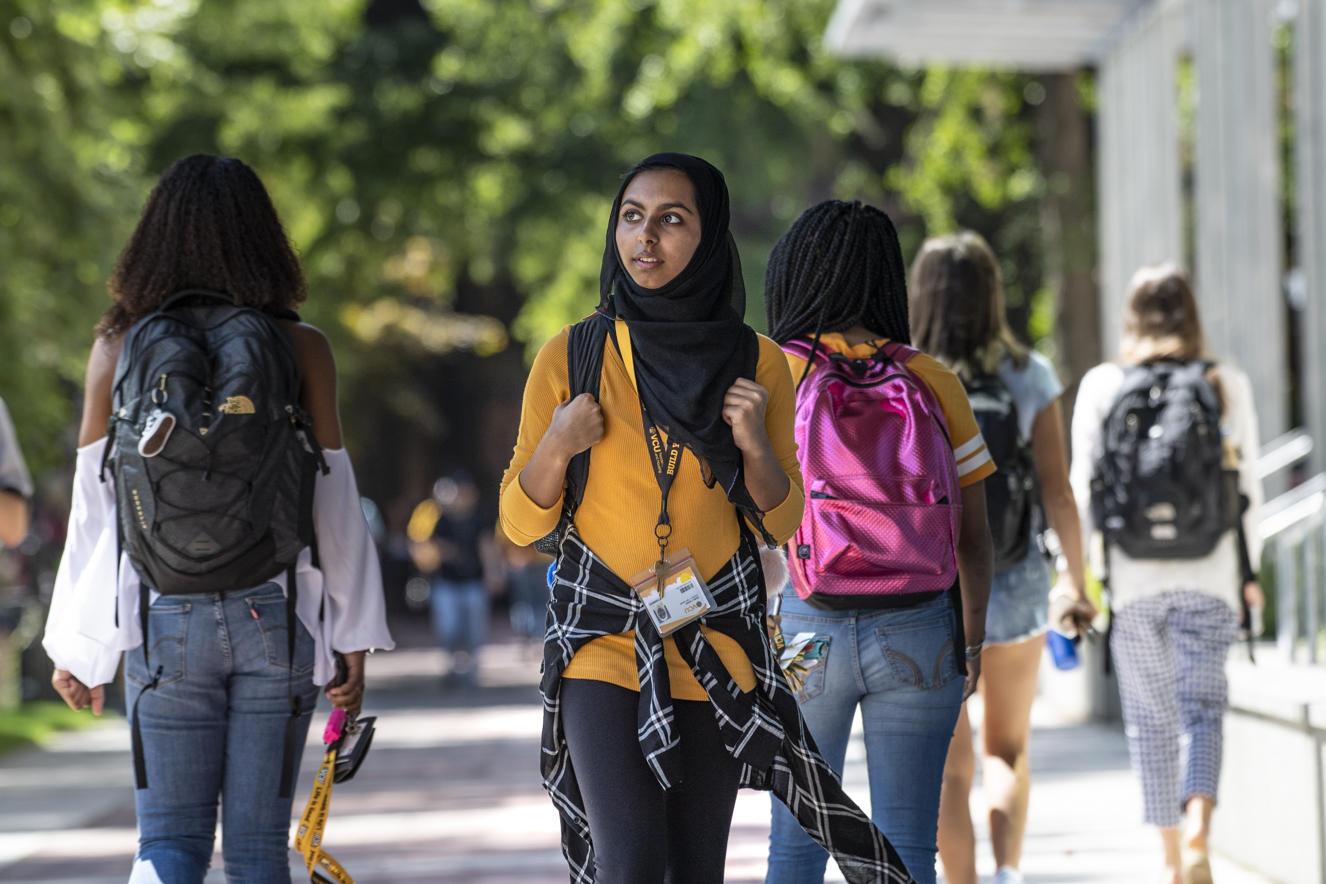 vcu student walking on campus